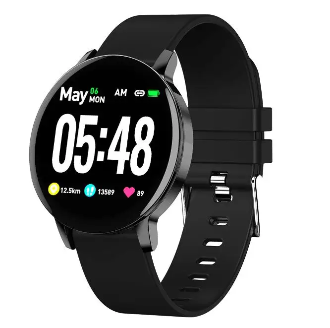 Black silicone strap R5 Bluetooth Смарт-часы для мужчин и женщин пульсометр кровяное давление фитнес-трекер шагомер спортивные Смарт-часы для Apple IPhone Xiaomi - Цвет: Black silicone strap