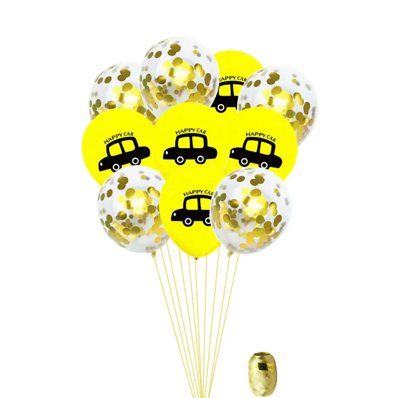 1 комплект латексный шар счастливый автомобиль конфетти блесток Свадебная вечеринка тема Декор поставки Babyshower гелиевые шары украшения на день рождения