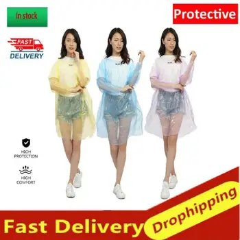 

Dropshipping Transparent/blue/yellow Comfortable Disposable Raincoat Waterproof Plastic Rain Poncho Hood For Kids Adults Outdoor