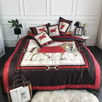 

6PCS/Set 40s Luxury Jacquard Satin Home Bedding Set Duvet Cover Bohemia Bed Queen/King Pillowcase European Style Sheet