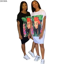 Летнее женское приталенное платье до колена с коротким рукавом и принтом персонажа, модная уличная одежда, повседневные платья, платья GLTS965