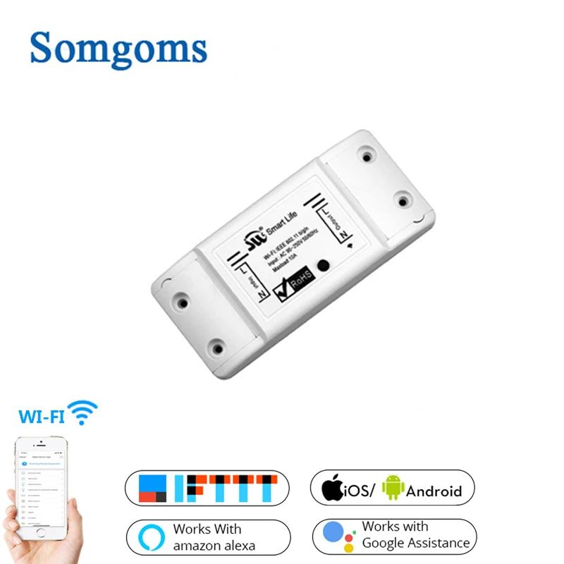 

WiFi Smart Light Switch Universal Breaker Timer Smart Life APP Wireless Remote Control Work with Alexa Google Home