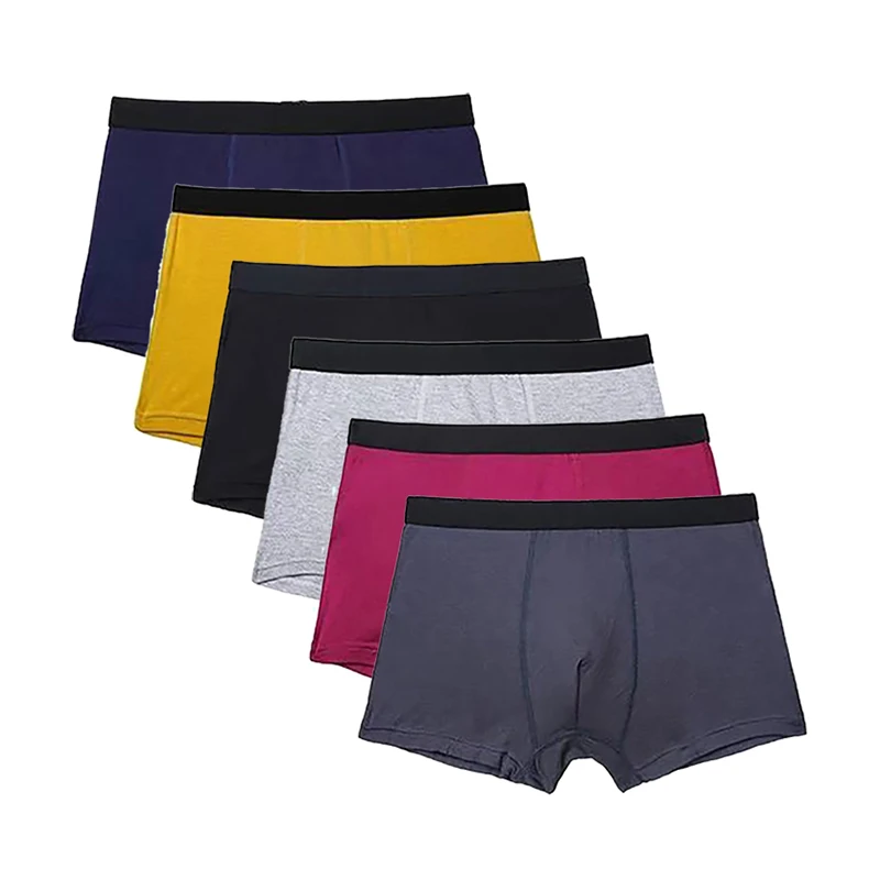 

6Pcs/Lot Men's Bamboo Fiber Boxers Breathable Comfortable Underpants Male Elastic Solid Boxers Shorts Underwear Drop Shipping
