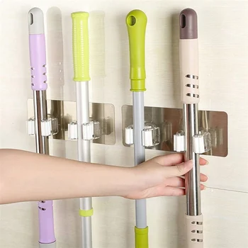 

New Wall tile sticking Mop Organizer Holder Rack Plastic wall mounted Brush swabber swob Handle grasp catch Holding Hook organiz