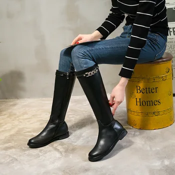 

Boots Women 's Winter Boots 2020 New but Knee Thick Heel Boots Knight Boots High Boots Round Heels Round Toe Biker Boots Black