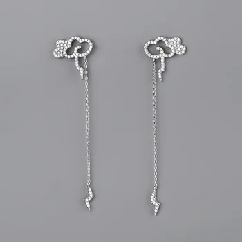 

Cloud Lightning Earrings S925 Fine Silver Long Zircon Tassel Earring