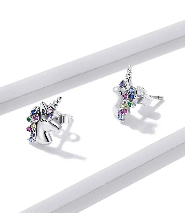 925 Sterling Silver Unicorn Pony Earrings for Women