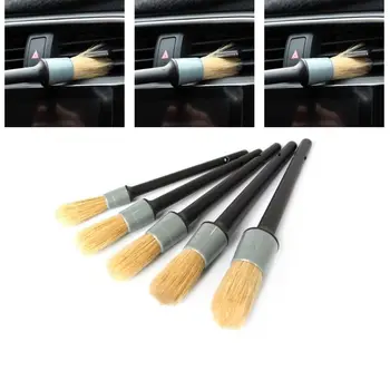 

5 Pcs Car Detailing Fine Brush Set Automotive for Cleaning Wheels Interior Exterior Leather Air Vents Emblems Outlet