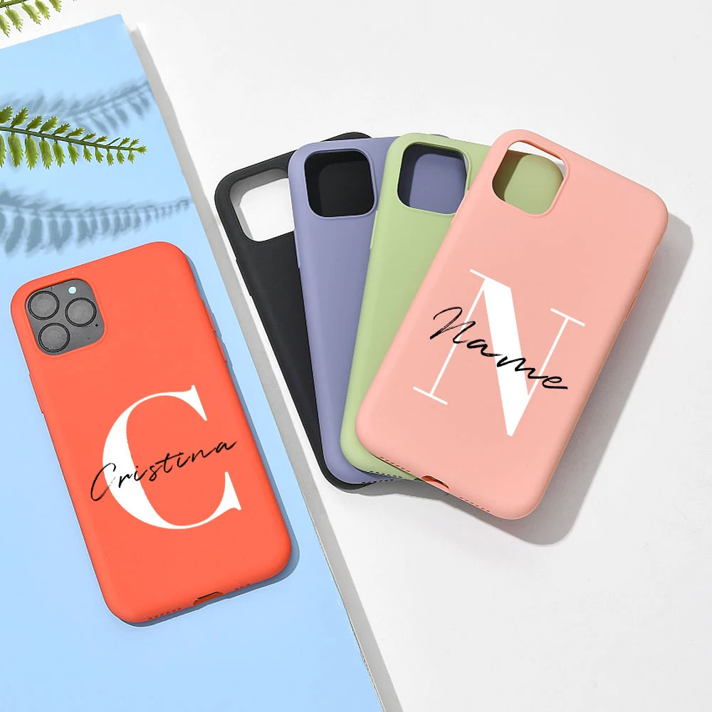 Afhankelijk Knorrig orkest Custom Hoofdletters Naam Voor Iphone 11 12 Pro Max Telefoon Case Voor X Xs  Xr 7 8 Plus 6 6S Siliconen Cover Diy Logo Foto Ontwerp|Telefoonbumper| -  AliExpress