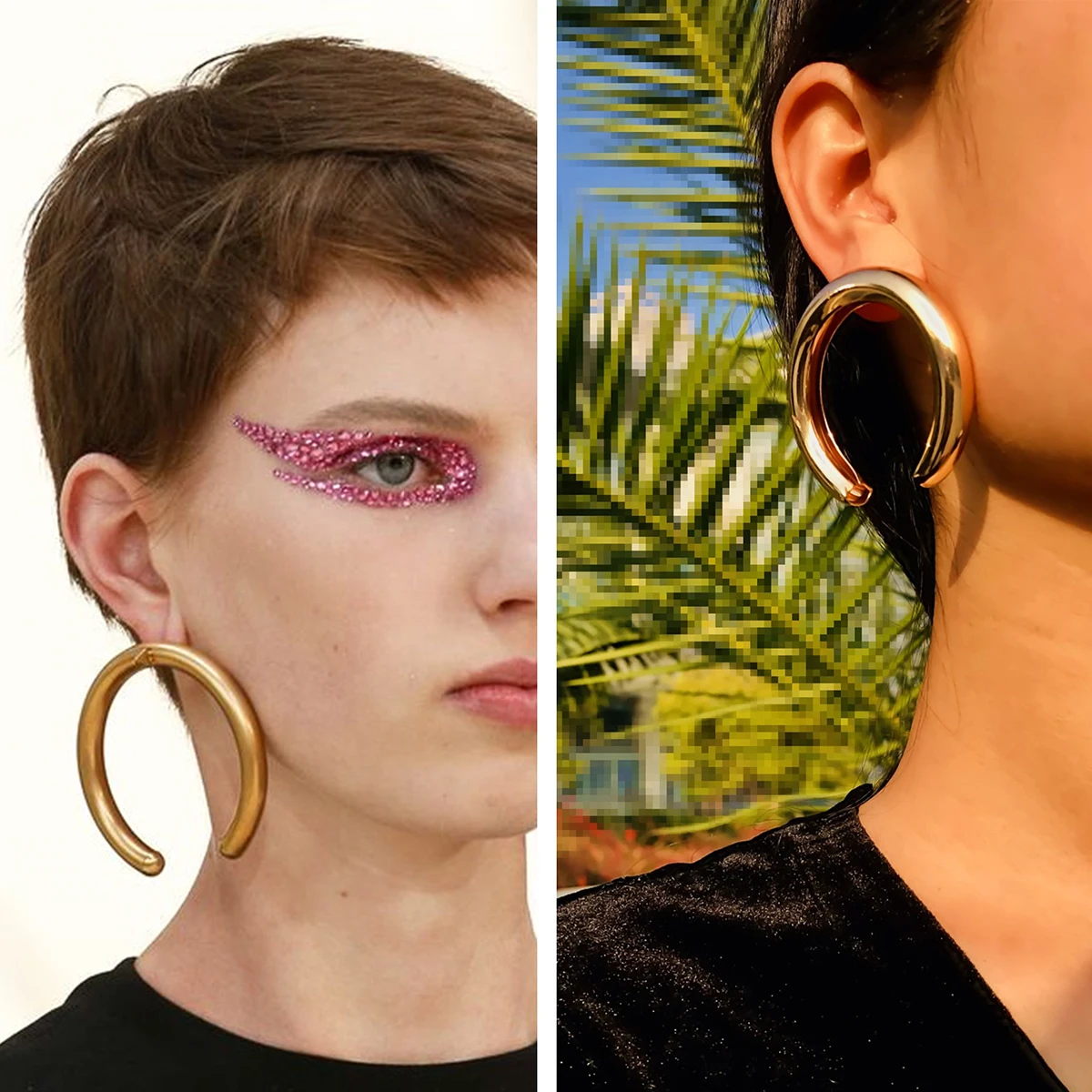 AENSOA Trendy Big Open Round Drop Earrings for Women Exaggerated Punk Gold Color Circle Metal Earring Party Wedding Jewelry