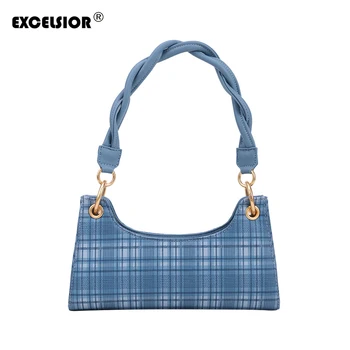 

EXCELSIOR Vintage Plaid Shoulder Bag Retro Crossbody Bags for Women 2020 New Baguette Bag Messenger Handbag Sac A Main torebka