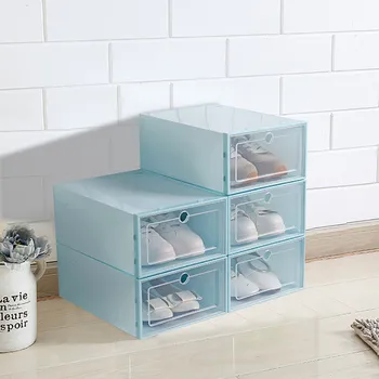 

Foldable Shoe Box Storage Plastic Transparent Case Stackable Organizer 3Pcs