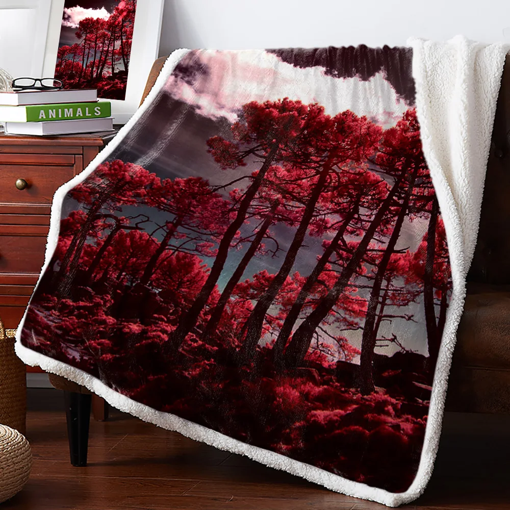 BIGHOUSES пледы одеяло красные леса покрывало в стиле ретро покрывало s флис пледы Покрывало персонализированные толстые