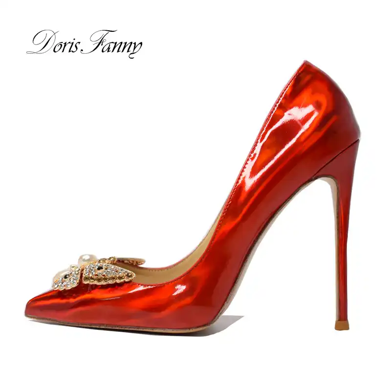 Doris Fanny Butterfly Red High Heels Girls Designer Brand Sexy Stiletto Pencil Heels 12cm Women Basic Pumps Women S Pumps Aliexpress