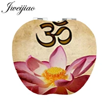JWEIJIAO moda joga logo lotosowe jabłko w kształcie Mini kieszonkowe lusterko indyjskie zdjęcia biała skóra pu dla dziewcząt sportowych B236(China)