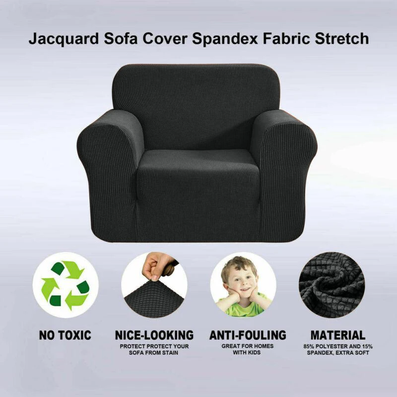 Великобритания Флис Диван Footstool чехол эластичный стрейч Slipcover протектор утолщенный - Цвет: Black