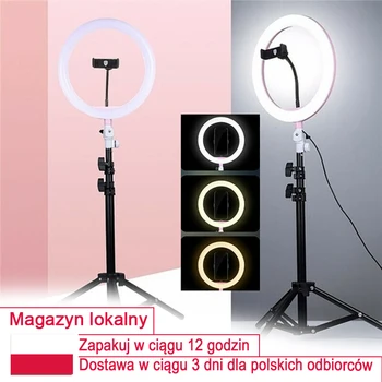 

Polish warehouse Ringlight Lamp with Phone Holder for Camera LED Ring Light with Tripod Stand Photographic Lighting Tik Tok Live