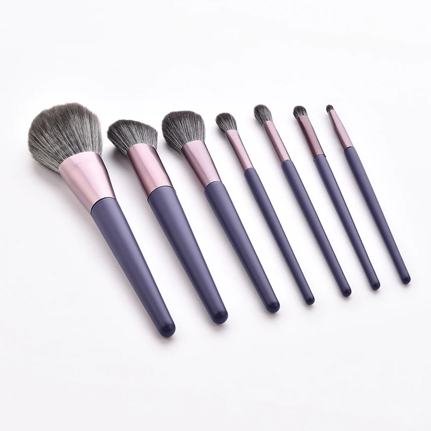 

SAIANTTH 7pcs long cone purple datura makeup brush set powder blush foundation eyeshadow eyebrow beauty tools portable pincel