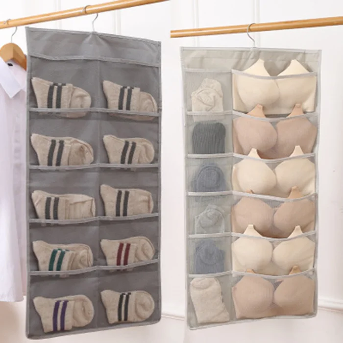 Double Sided Wall Door Closet Hanging Storage Bag Organizer Pouch Oxford Cloth Hanging Bag PAK55