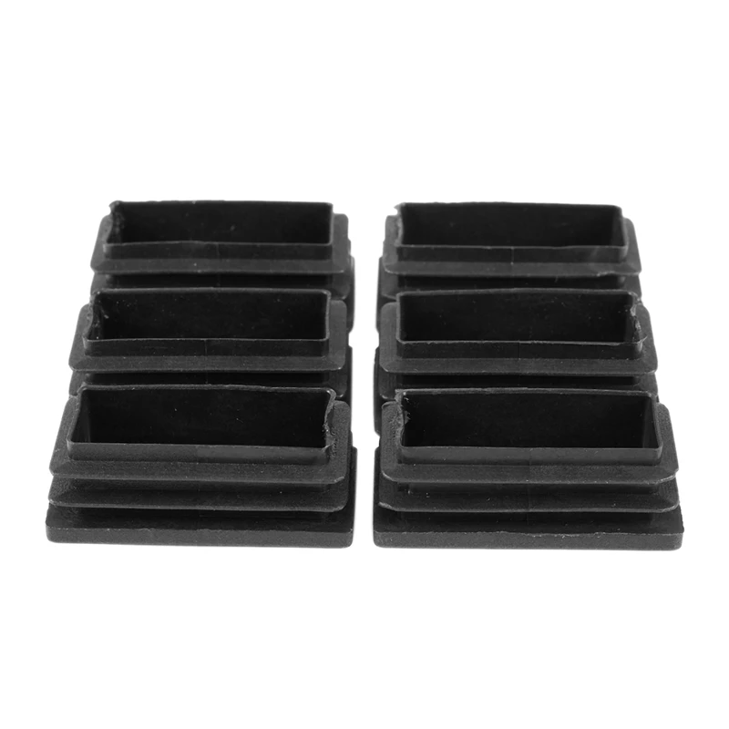 

25mmx50mm Plastic Blanking End Cap Rectangle Tubing Tube Inserts 6 Pcs Black