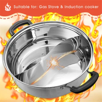 

28cm Stainless Steel Pot hotpot Induction Cooker Gas Stove Compatible Pot Home Kitchen Cookware Soup Cooking Pot