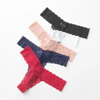 

New Woman Lace G-String Sexy Women Thong Lace floral Panties Low-rise T-back Panty Fashion Private parts Transparent