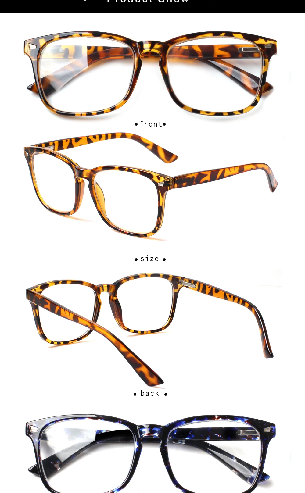 Turezing Spring Hinge Reading Glasses Men and Women Rectangular Frame Presbyopia HD Reader Eyeglasses Diopter +1.0+2.0+4.0+6.0