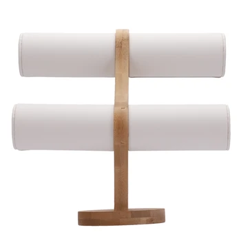 

Bamboo Jewelry Display Bracelet Storage Display Bangle Display Stand Vintage Velvet/ PU Leather Watch Jewelry Organizer White Sk