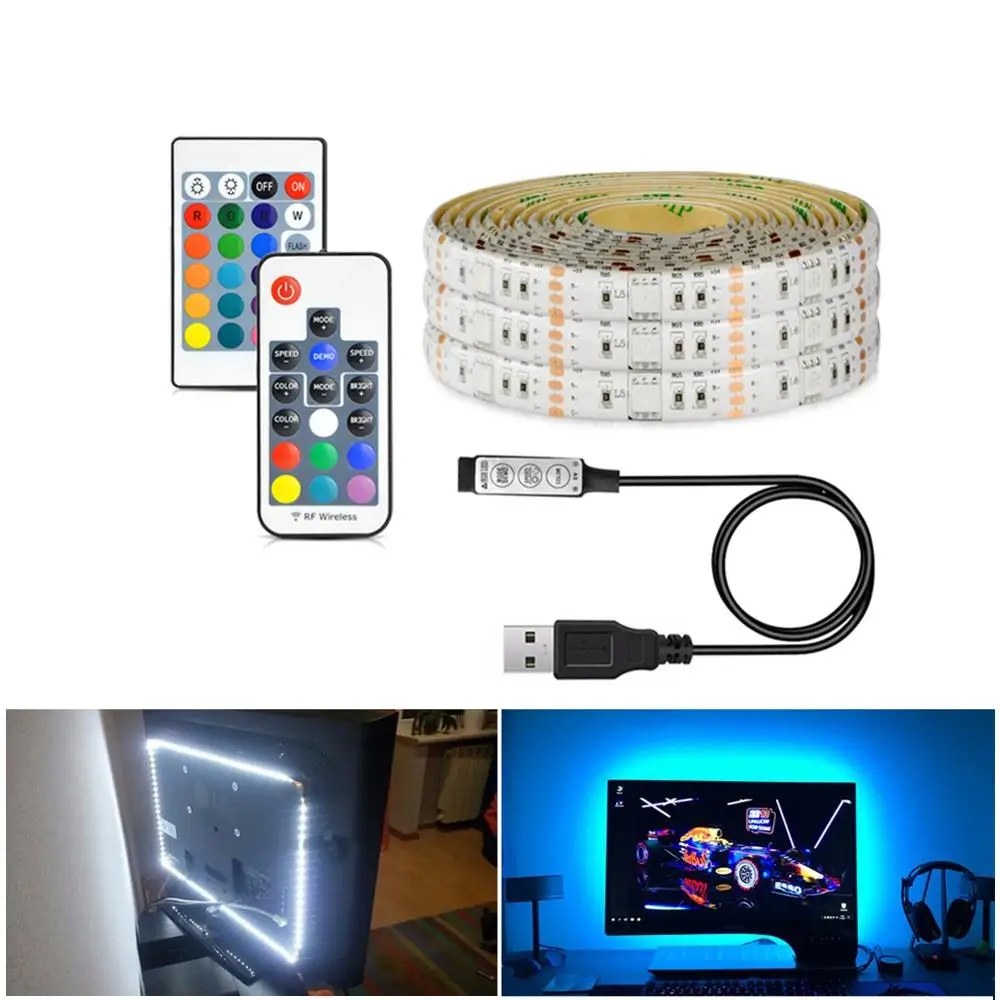 

USB LED Tape Lamp Light for LED TV Backlight 5050SMD RGB 1M-5M Ribbon LED Strip Light for Desktop Christmas Decor USB Strip Lamp