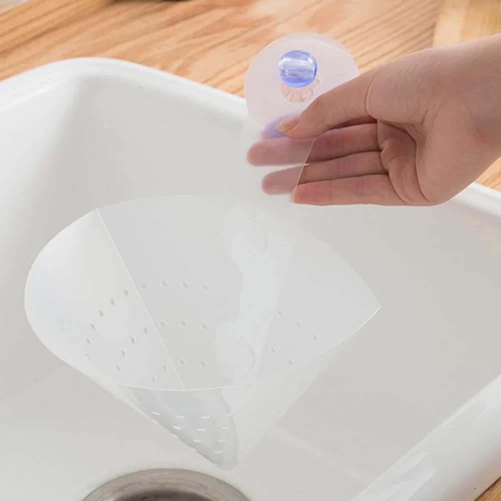 Cleaning Foldable Bathroom Drying Kitchen Sink Tool Anti Blocking Reusable Drain Storage PVC Filter Net Suction Cup Household