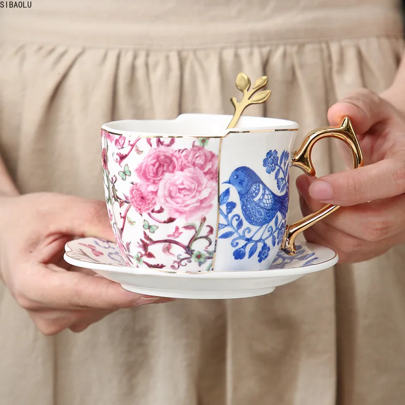 

Ceramics Coffee Cup Saucers Suit Ins English Style Originality Black Tea Teacup Household Afternoon Tea Latte Black Coffee Mugs