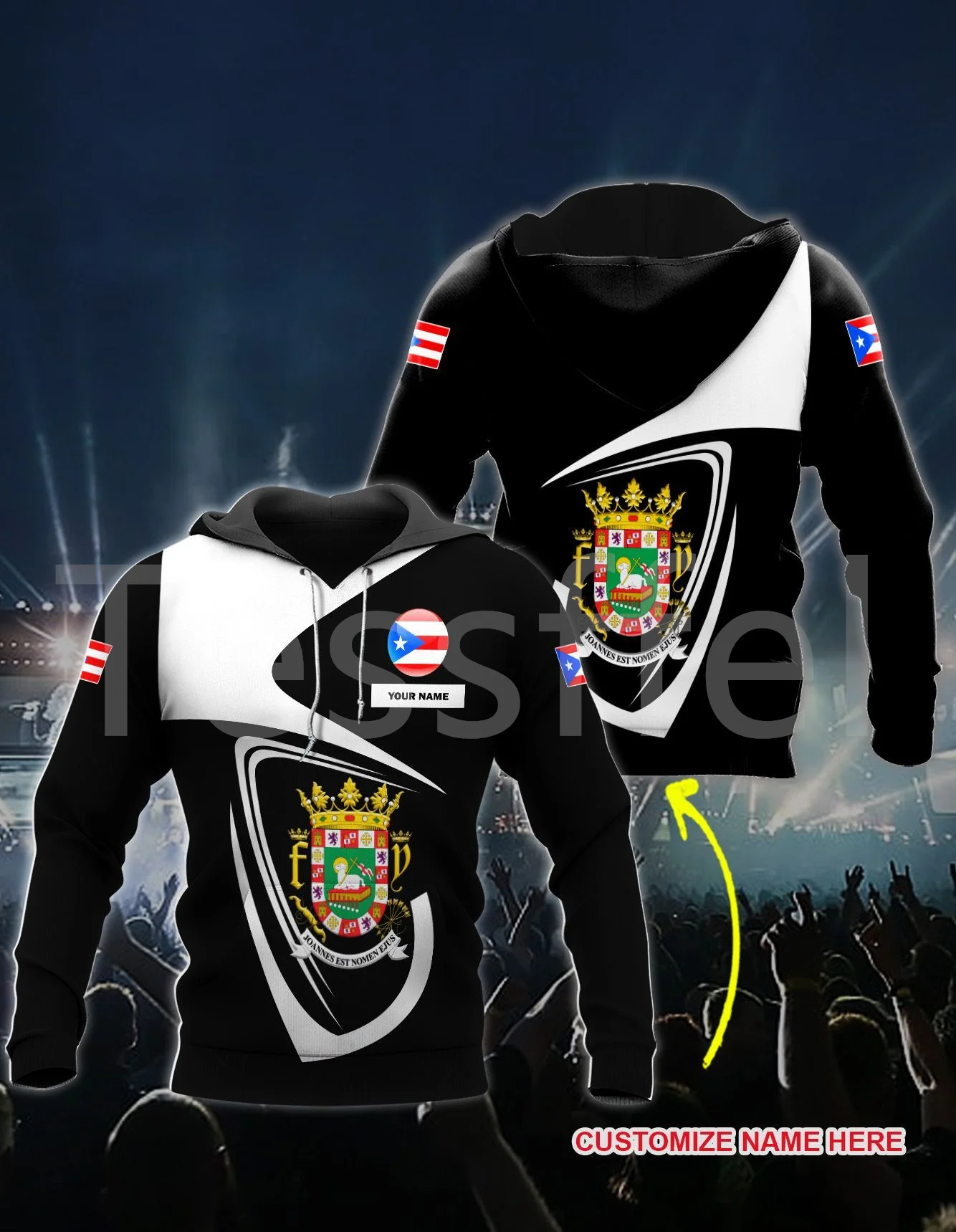 Tessffel Country Flag Puerto Rico Tattoo Emblem 3DPrint Men/Women Harajuku Pullover Casual Funny Hoodies Unisex DropShipping A18