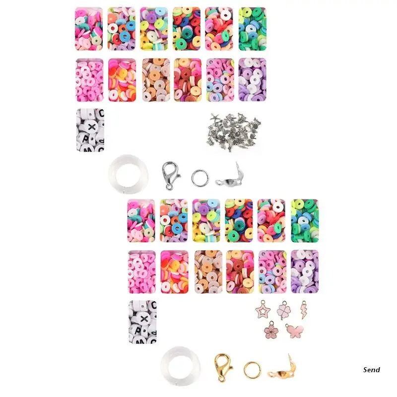 

Soft Pottery Beads Kit Muti Colors Boho Polymer Clay Beads For DIY Necklace Bracelet for Creative Children Jewelry Making
