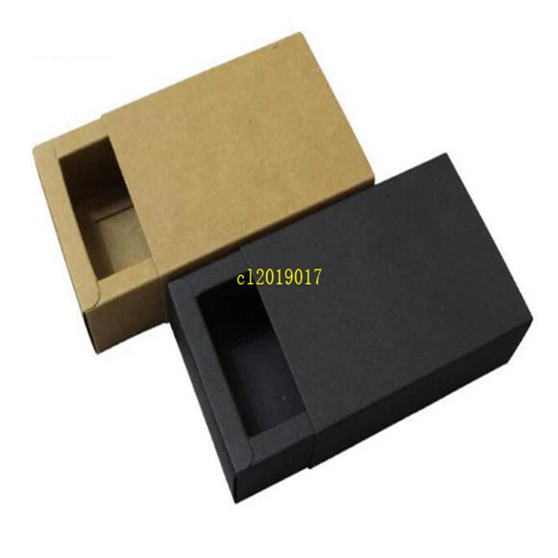 100 шт 14*7*3 см Черный Бежевый ящик упаковочная коробка Подарочный галстук-бабочка упаковка крафт-бумага Carft картонные коробки
