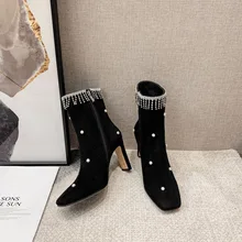 luxury rivet pointed toe ankle boots