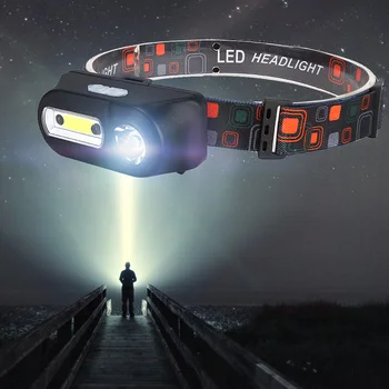 

Portable XPE+COB LED Induction Upgraded Headlamp Mini Flashlight USB Rechargeable Plastic Camping Headlight Lamp