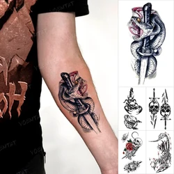 Snake Temporary Tattoo Sticker Dagger Skull Scorpion Scary Little Fake Tatoo Wrist Shoulder Hand Men Women Glitter Tattoos Kids