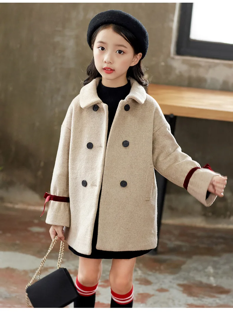 Г. Детское шерстяное пальто для девочек осенне-зимнее модное пальто для маленьких девочек, куртка теплая Рождественская верхняя одежда детская одежда