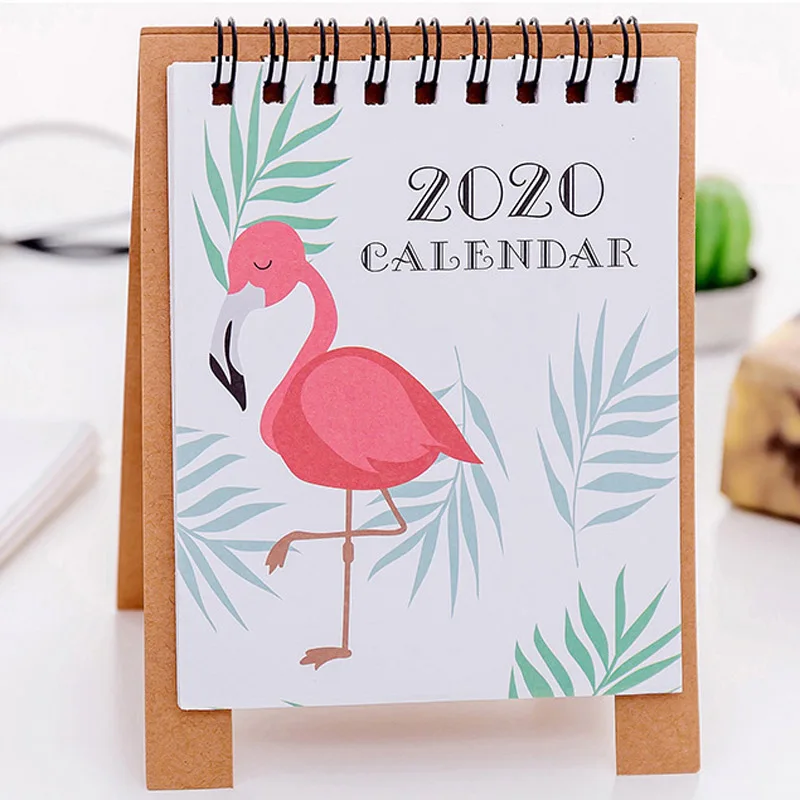 Flamingo Ручной рисунок свежий мультфильм Мини Фламинго Настольный бумажный календарь двойной ежедневный планировщик настольный планировщик годовой Органайзер - Цвет: Flamingo