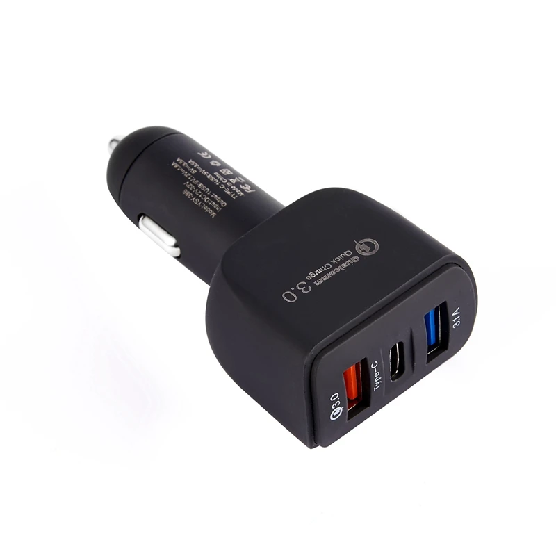 

QC3 .0 Car Phone Charger Type C Quick Fast Charge 3 Port USB Charger for Iphone X 8 7 Samsung S9 S8 Xiaomi Tablet Pc(Black)