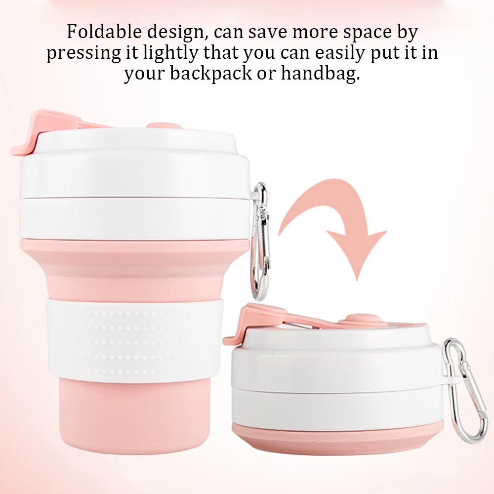 

Portable 350ml Silicone Foldable Cup Mug Travel Coffee Cup with Straw Outdoor Camping Water Cup Bottle Travel Office BPA Free