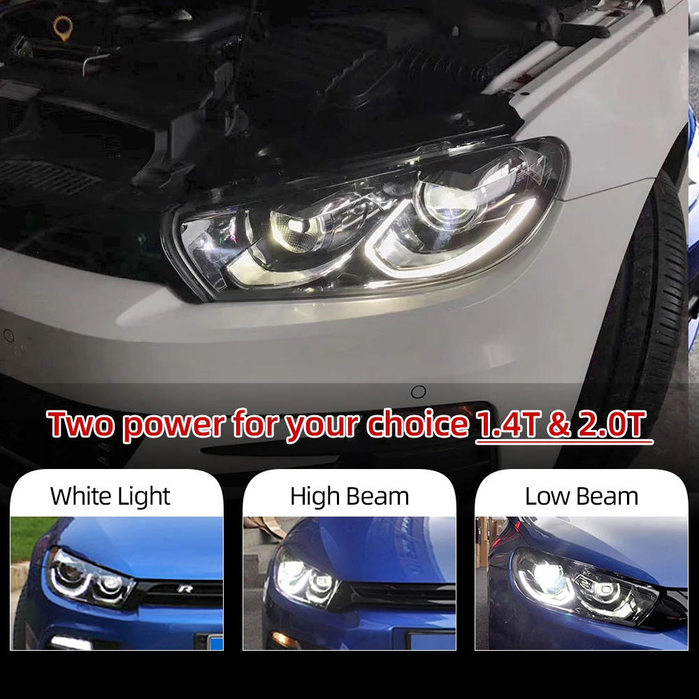 Car flashing 1Pair styling case for VW scirocco 2009-2015 Headlights LED Headlight DRL Lens Double Beam HID Xenon 1.4T 2.0T | Автомобили и