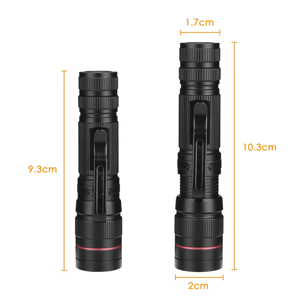 UV 3 Mode Torch LED Zoomable Flashlight