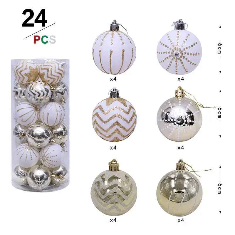 24Pcs Christmas Tree Ball Decoration Ornaments 6cm Colorful Balls New Year Gifts Christmas Display Landscape Layout