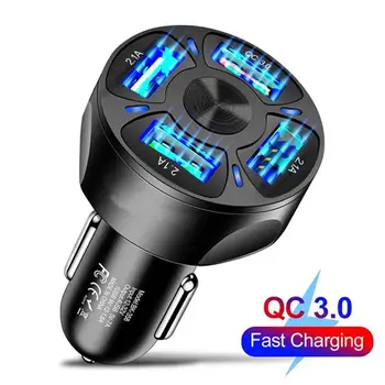 

Car USB Fast Charger Auto Charger PC Retardant Material Stable Current Output LED Light Mobile Phone Charger Splitter QC3.0 4 US