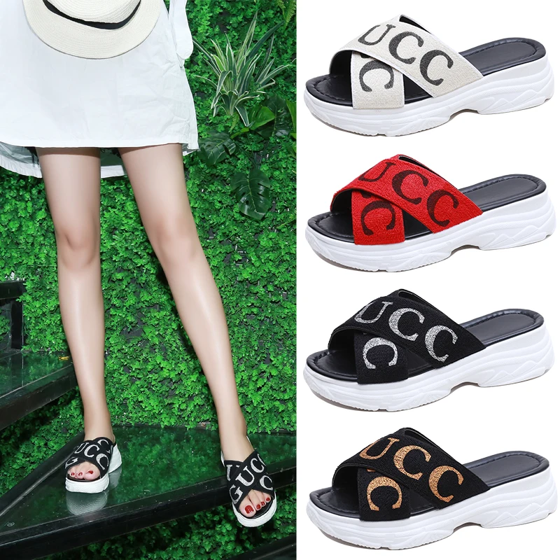 

Wedges Heels each Shoes Platform Ladies Slides 2020 Summer Sandals Designer Shoes Women Slippers Size 40