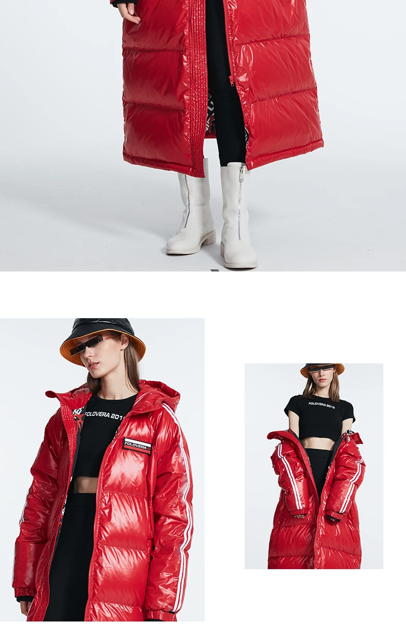 Зимний длинный пуховик, Женская куртка, очень толстая и теплая с капюшоном, верхняя одежда с длинным рукавом, отражающие материал, парки, блестящее пальто