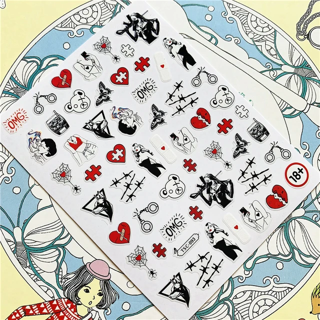 TSC-293 TSC-287 Japanese cartoon anime clown character 3D Back glue Nail Art Stickers Decals Sliders Nail ornament decoration TSC-093 N