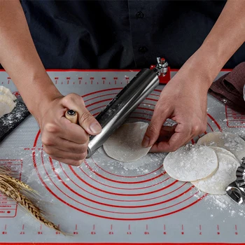 

Stainless Steel One-Handed Rolling Pin Dumpling Skin Maker Rolling Artifact Labor-Saving Dough Roller Home Pastry Baking Tool F