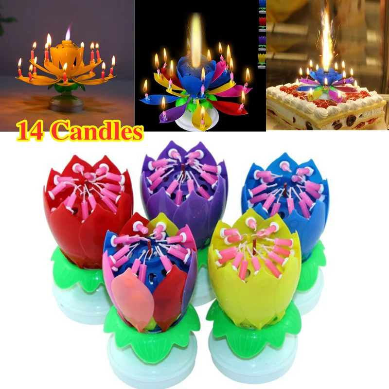 Novedad! 14 velas de música, velas para pastel de cumpleaños, Loto  original, Festival de flores, fiesta de música decorativa|Velas| -  AliExpress